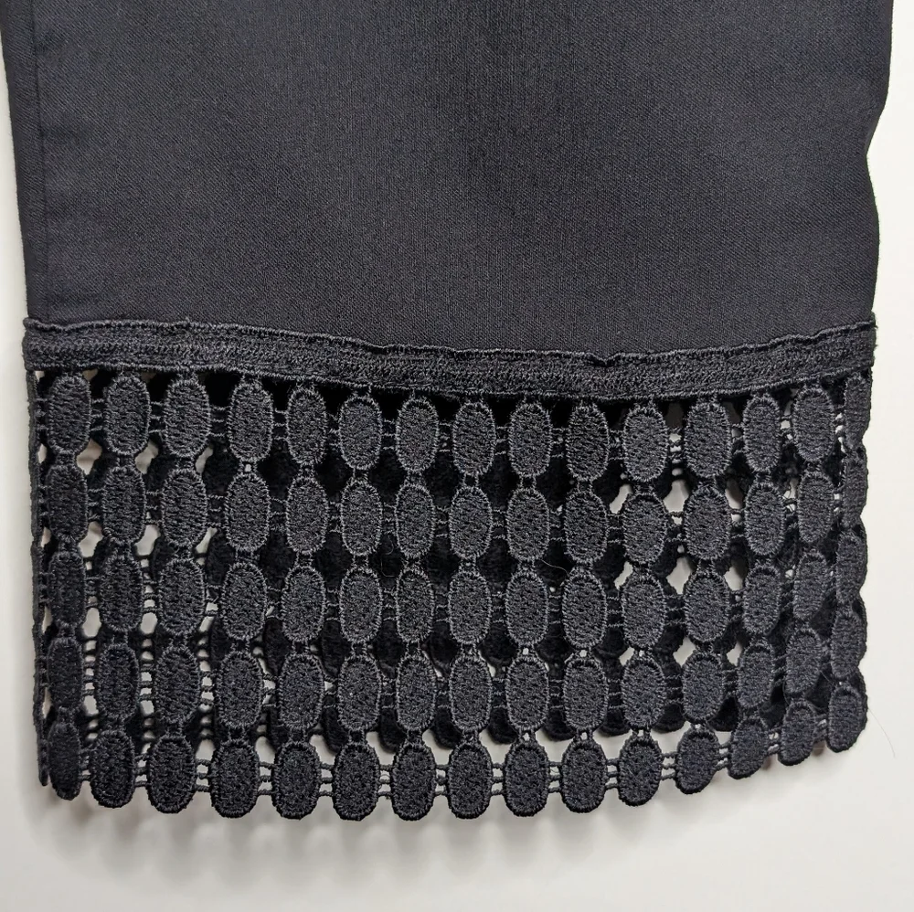 Zac & Rachel Womens Black Pull on Cropped Capris Pants with Ankle Details Size 8 - Picture 11 of 12